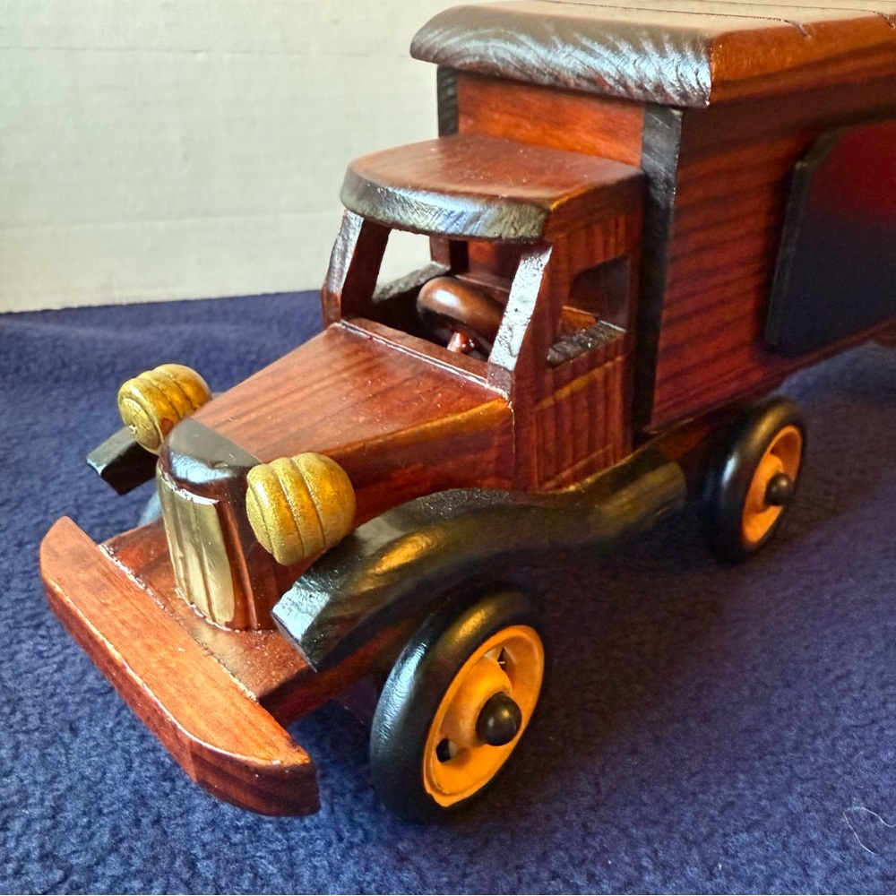 Handcrafted Stained Wooden Truck Display Piece